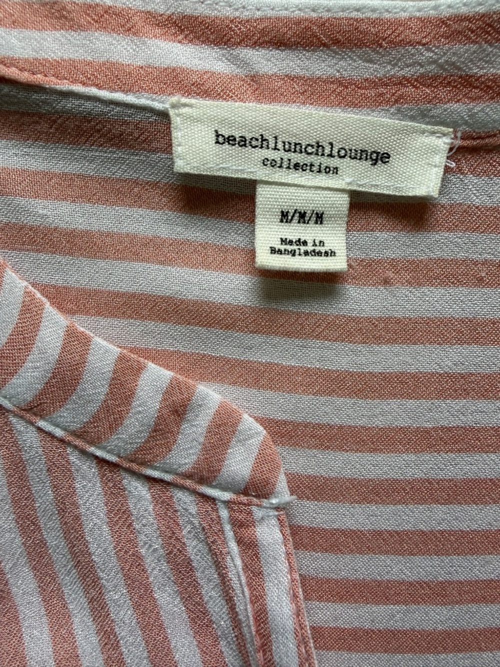 BEACH LUNCH LOUNGE | Pink & White Striped Short Sleeve Shirt Sz M - Picture 5 of 5
